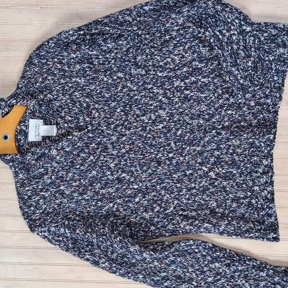 Christopher & Banks Cotton/Wool Blend Marble Multi Relaxed 1/4 Zip Knit Pullover - Picture 1 of 9